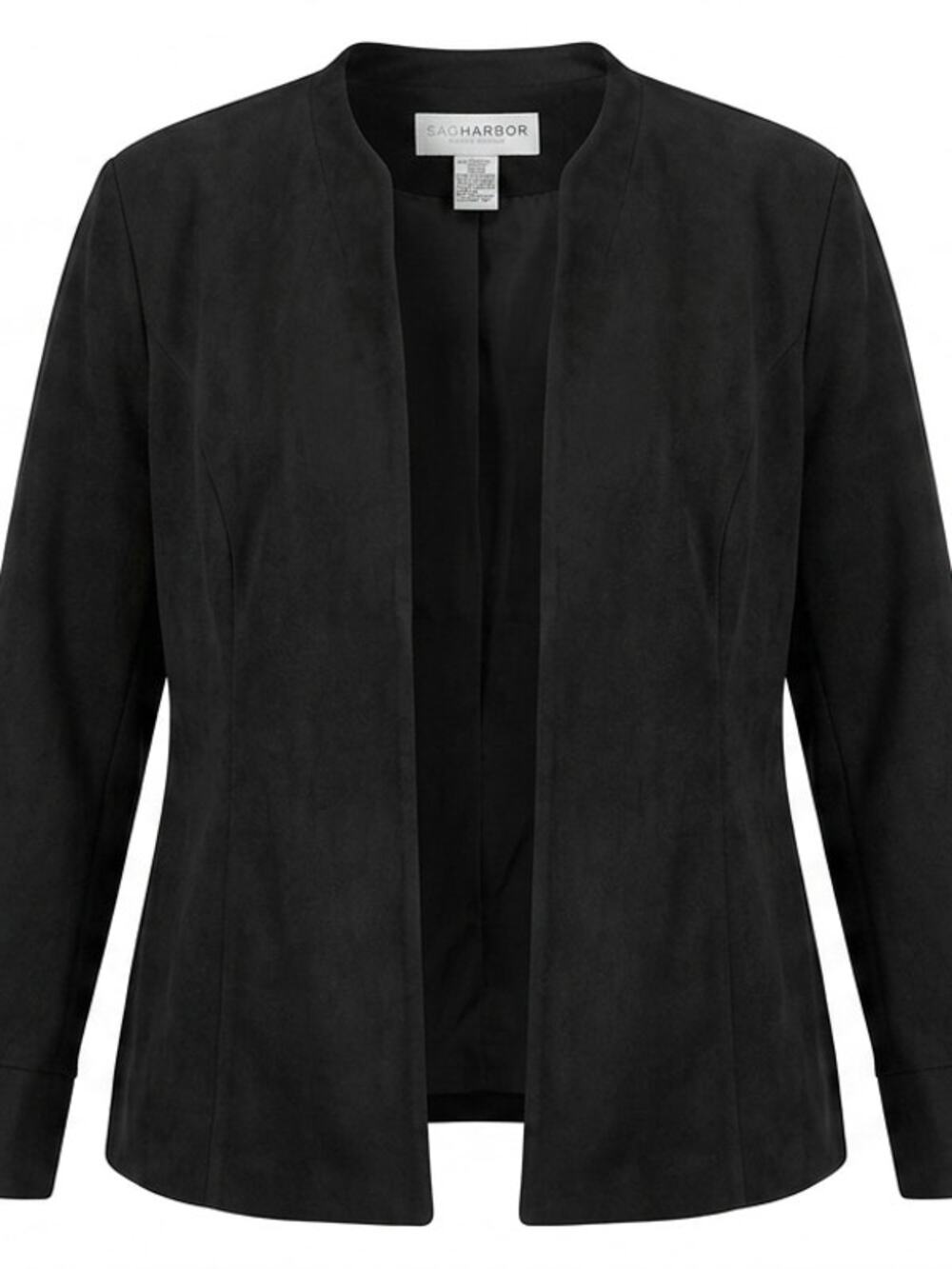 Sag Harbor Black Faux Suede Collarless Jacket Women Plus Size 24W